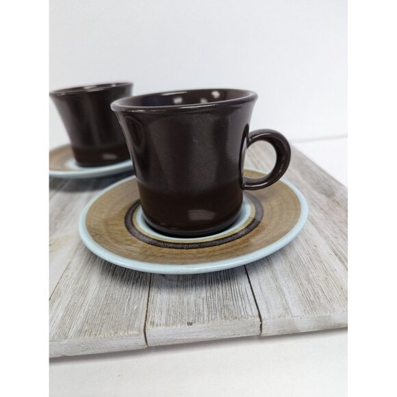 Vintage Stoneware Franciscan Tea Coffee Cups & Saucers Set Of 3 - Picture 3 of 14